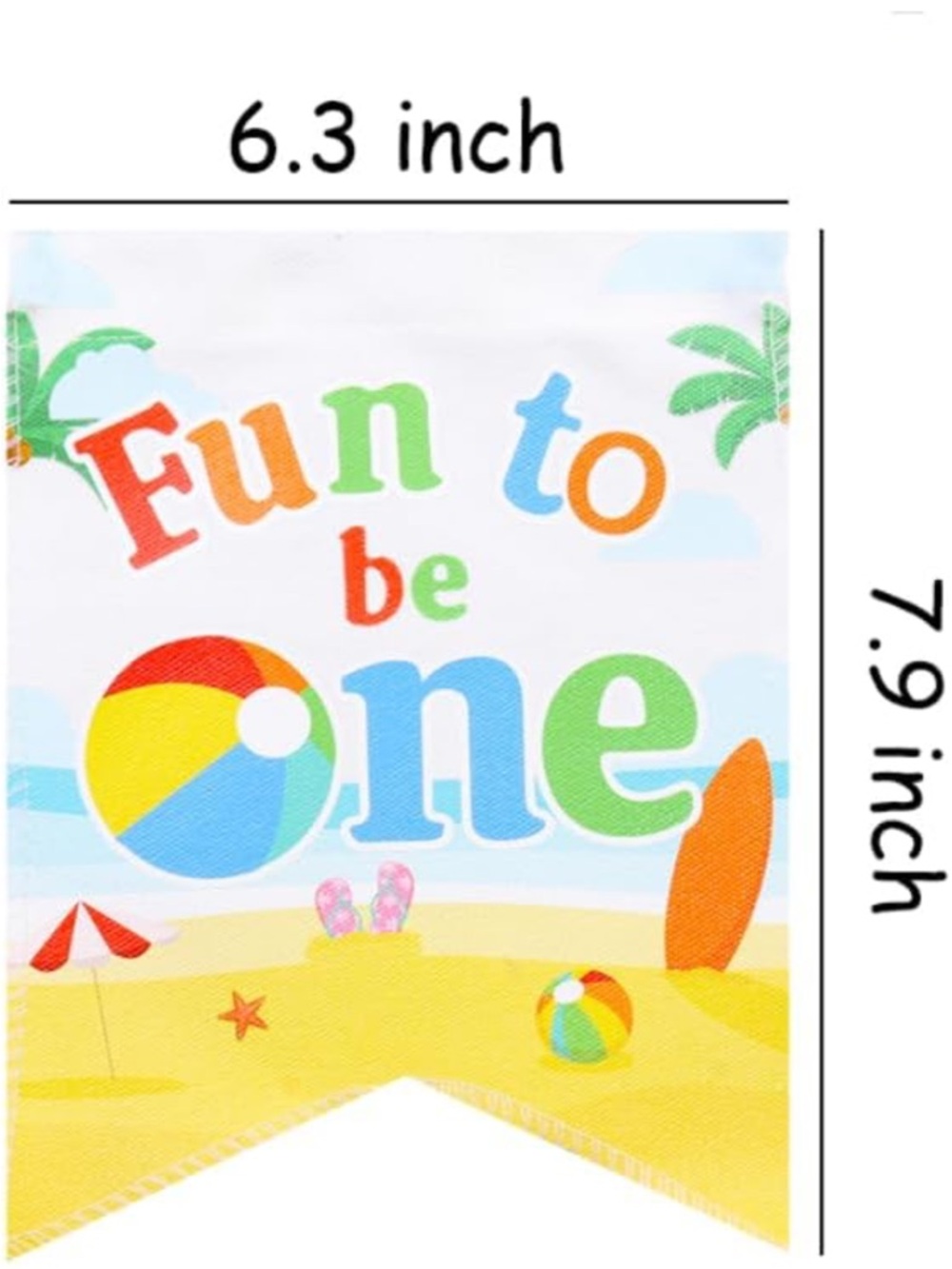 Fun to Be One High Chair Banner - Colorful Beach First Birthday Decor - Picture 3 of 9